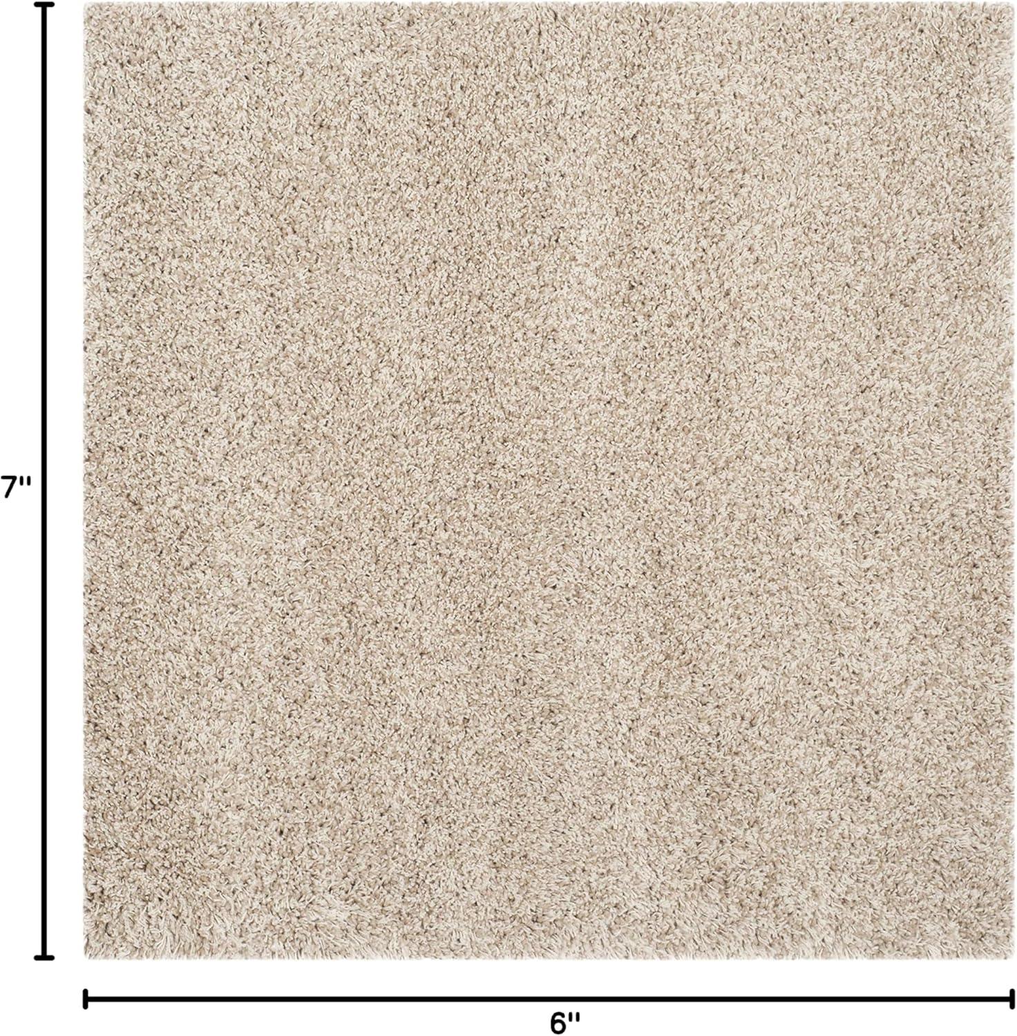 Shag SG151 Power Loomed Indoor Area Rug - Beige - 6'7"x6'7" - Safavieh.