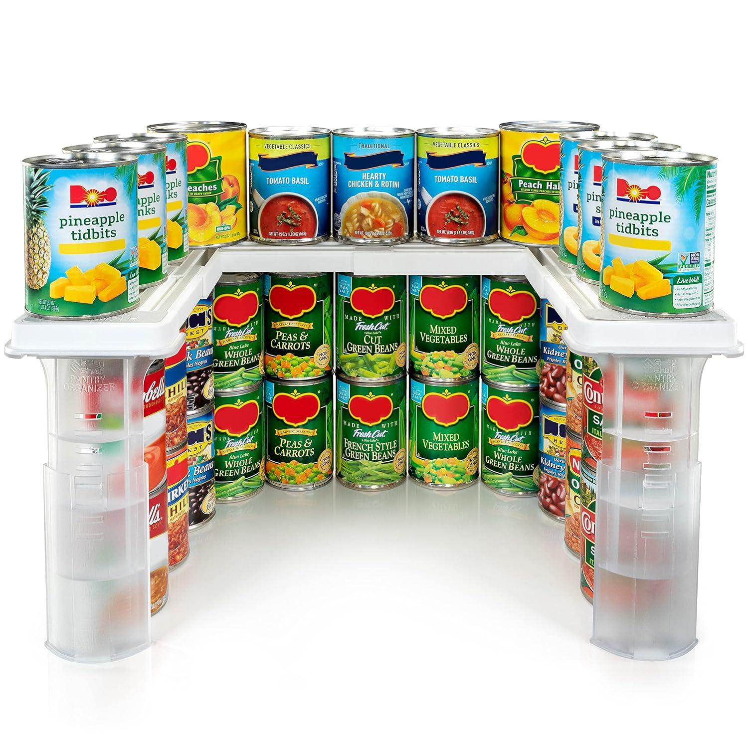 Savvy Shelf Adjustable Pantry Spice Rack & Can Storage Organizer - Storage Kitchen Organizer - Pantry Organization, Spice Rack & Storage Can Organizer for Pantry & Cupboard -Cupboard Organizer