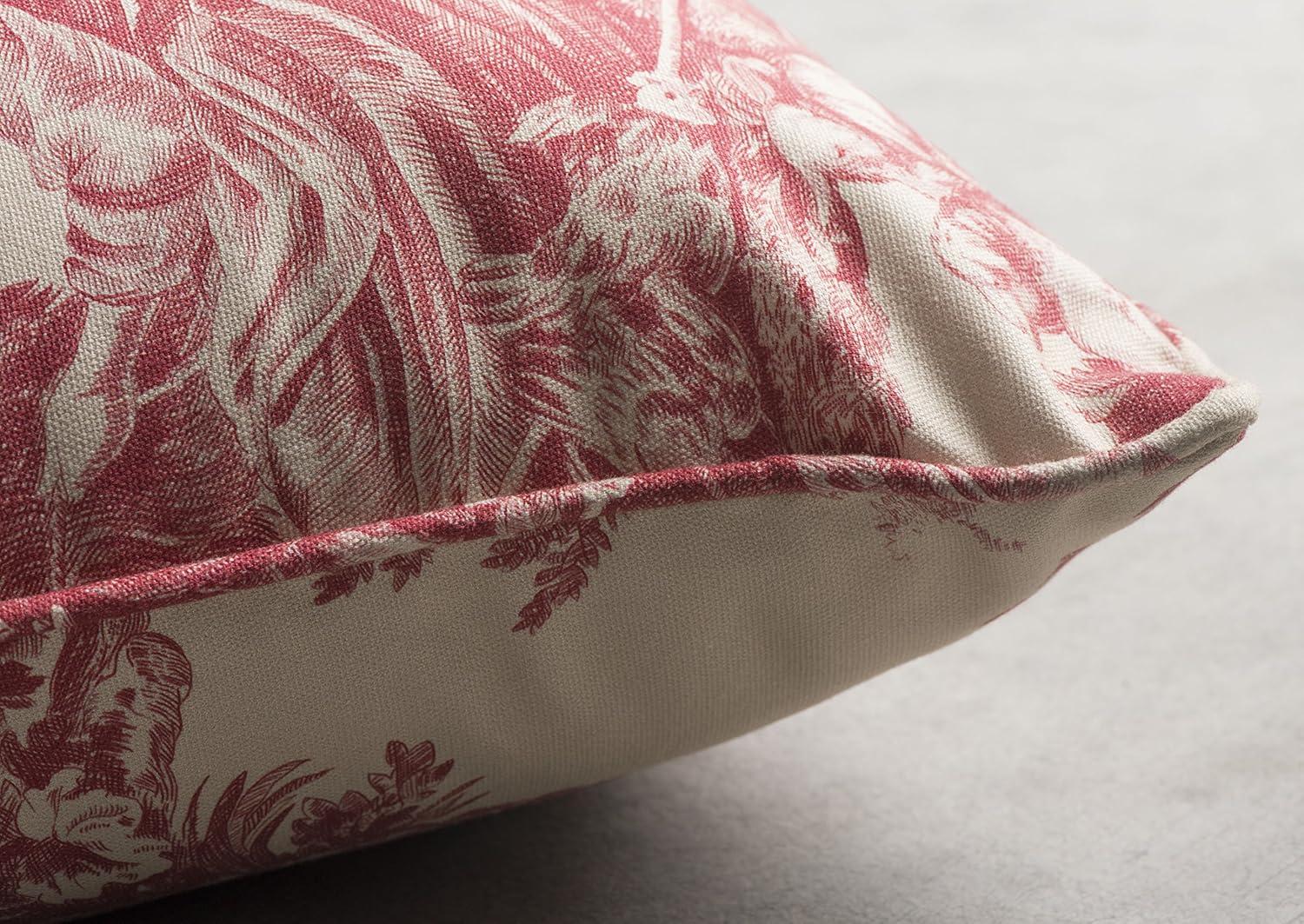 Maison d' Hermine Decorative Pillow Covers 18 x 18 Inch Square 100% Cotton Throw pillow Covers with invisible Zipper Cushion Case for Living Room Couch, Chair, Sofas, Bedroom, Home (Calais - Cardinal)