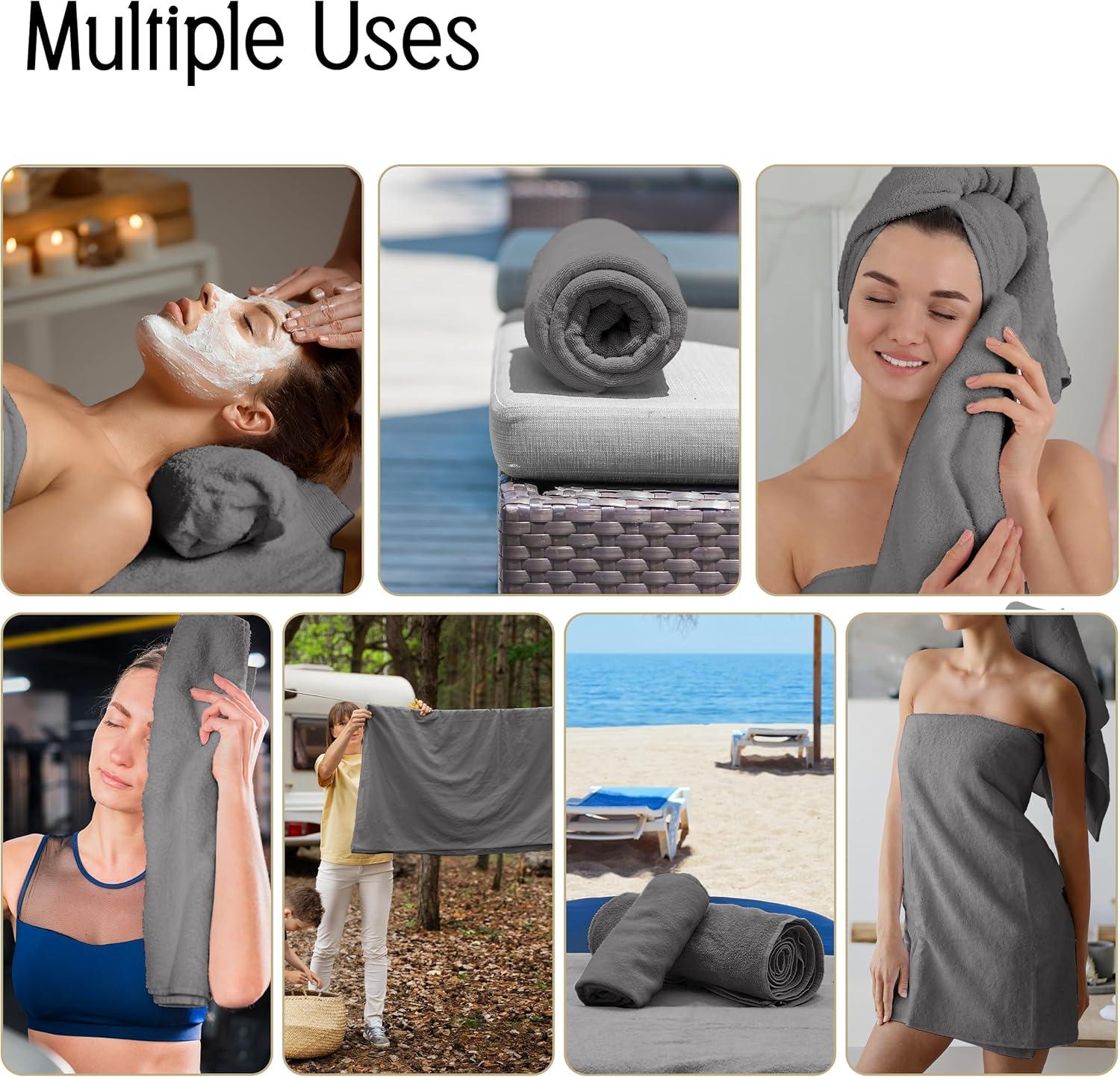 100% Cotton Quick-Dry Everday Towel Set - Great Bay Home (6 Pack Hand Towels, Dark Grey)