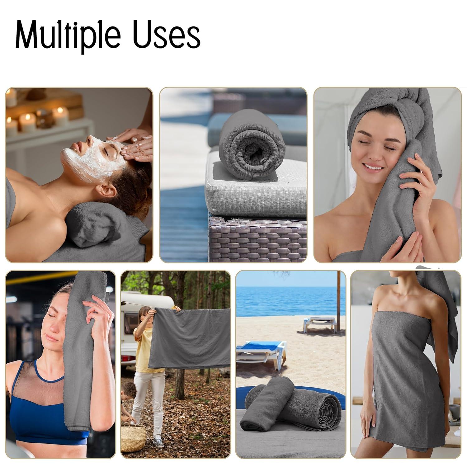 100% Cotton Quick-Dry Everday Towel Set - Great Bay Home (6 Pack Hand Towels, Dark Grey)