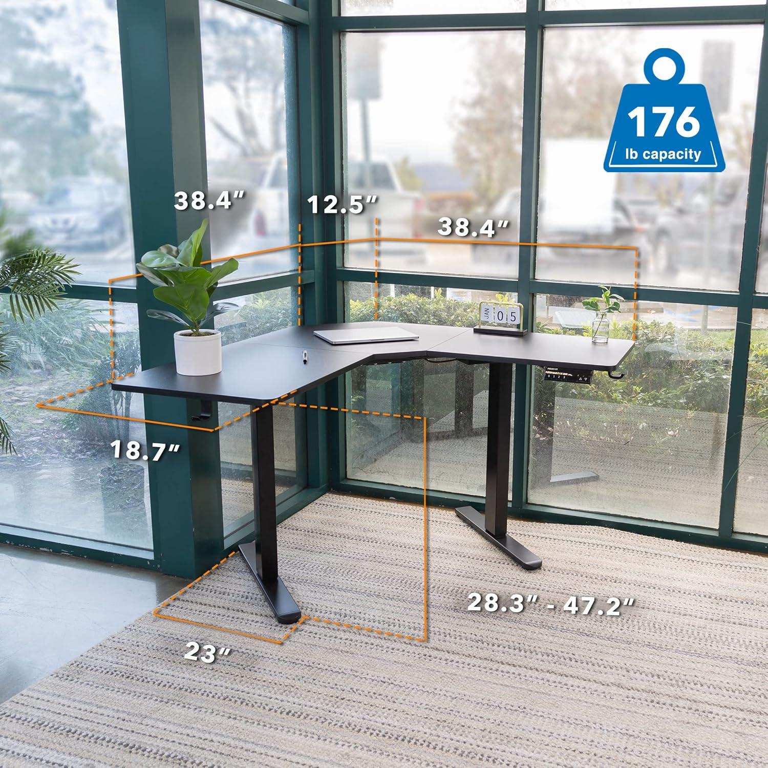 Mount-It! Electric Height Adjustable Desk for Corners, Automatic Standing Desk with Smooth Ergonomic Height Adjustment from 28.3" to 47.2"