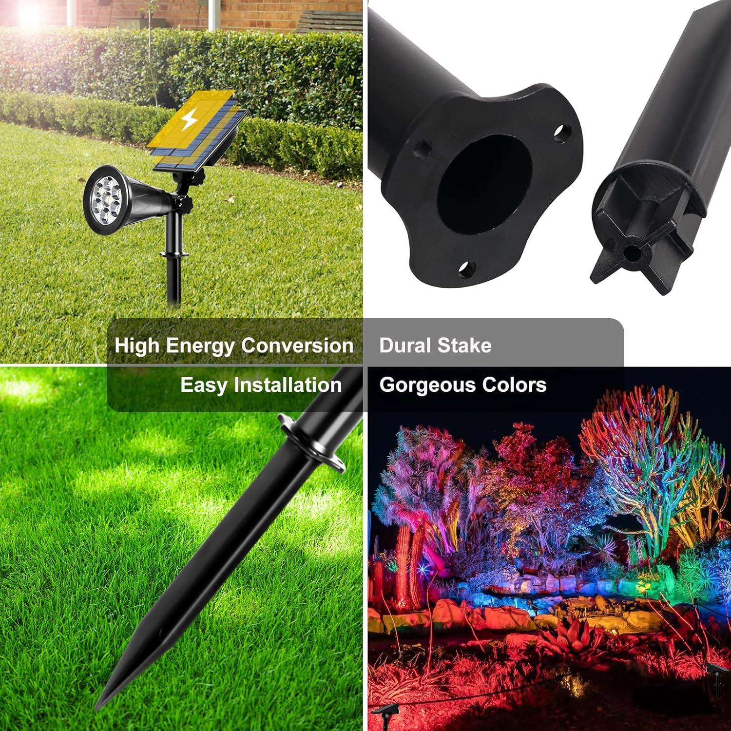 Color Changing Solar Landscape Spotlights with Adjustable Heads