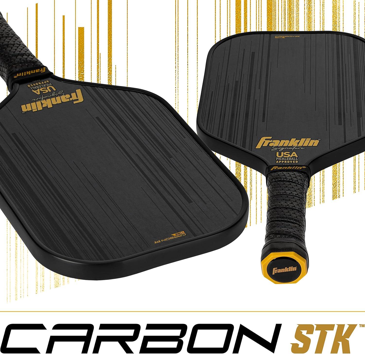 Franklin Sports Pro Pickleball Paddles - Signature Series STK Carbon Fiber Pickleball Paddle - USA Pickleball (USAPA) Approved Tournament Paddle - Polypropylene Core Pro Paddles - 14.5mm 16mm Cores 17mm