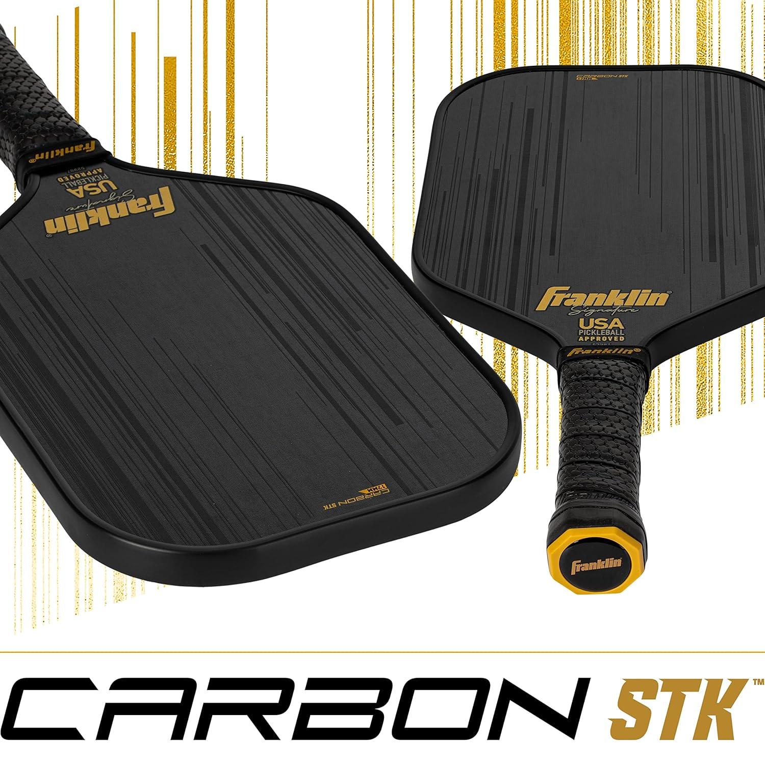Franklin Sports Pro Pickleball Paddles - Signature Series STK Carbon Fiber Pickleball Paddle - USA Pickleball (USAPA) Approved Tournament Paddle - Polypropylene Core Pro Paddles - 14.5mm 16mm Cores 17mm