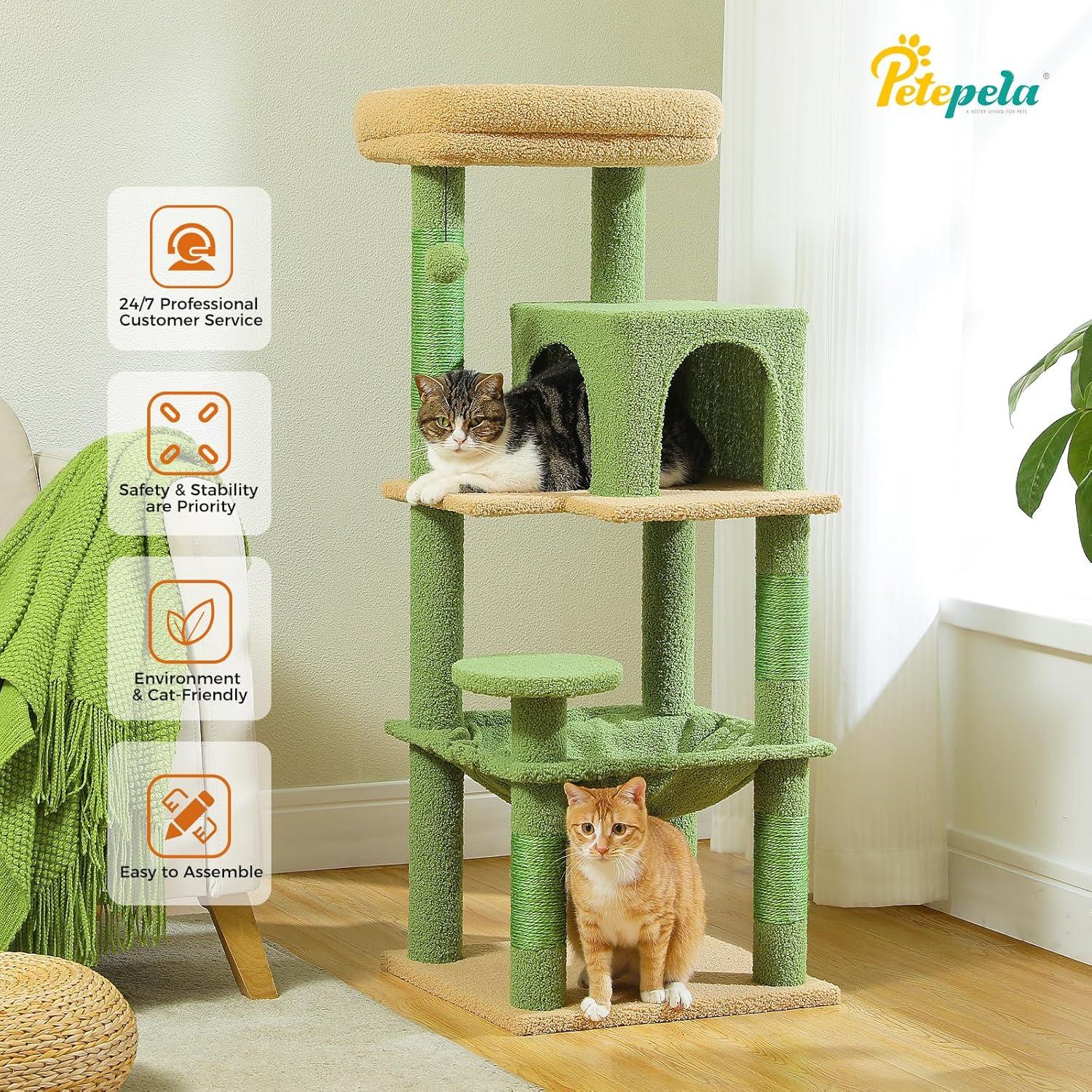 Gothic Cat Tree With Super Large Hammock, Cat Tower With Coffin Bed, Cat Condo, Sisal Scratching Posts & Top Perch, Multi-Level Goth Cat Tree, Halloween