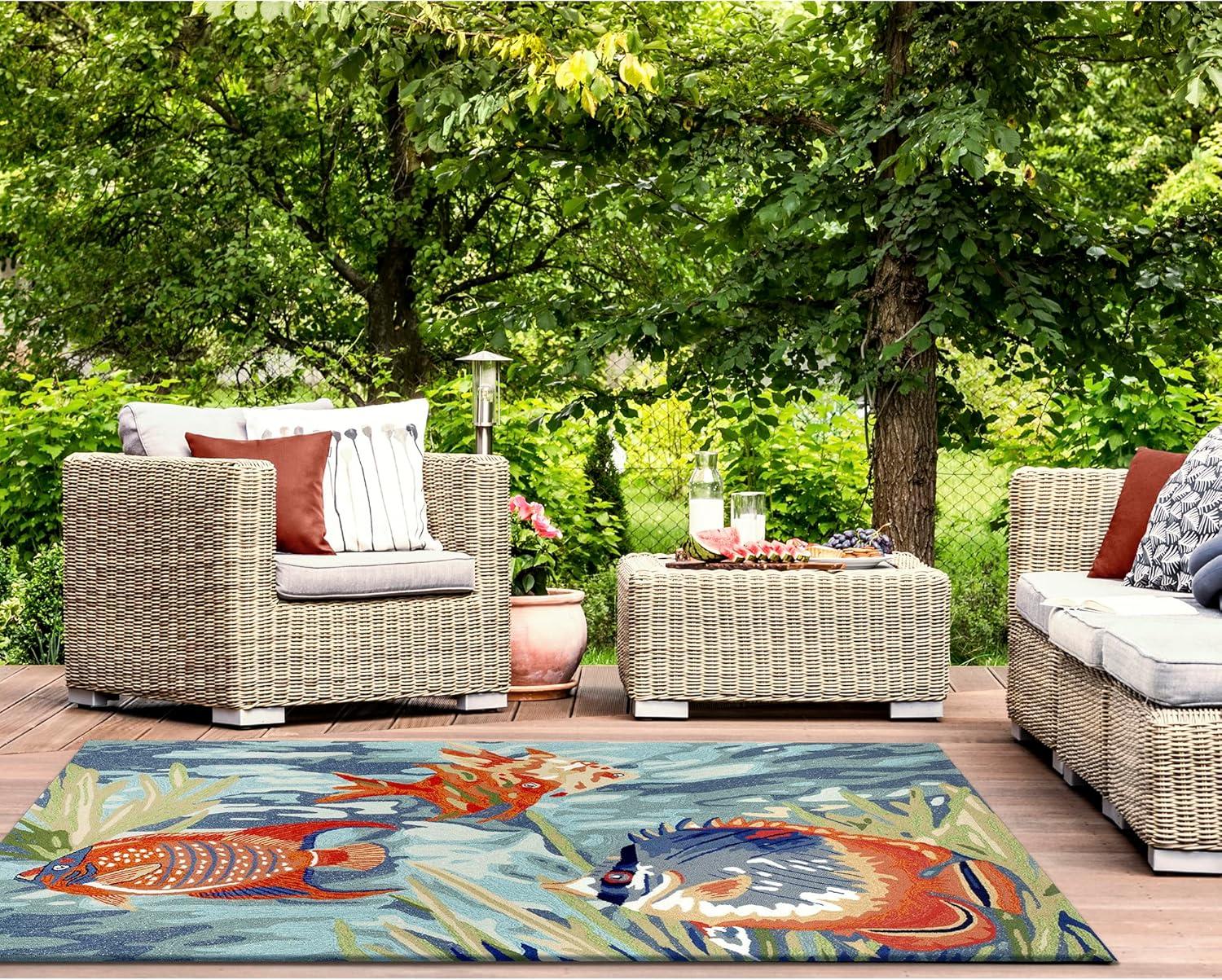 Liora Manne Ravella Tropical Fish Indoor/Outdoor Rug Ocean 8'3" x 11'6"