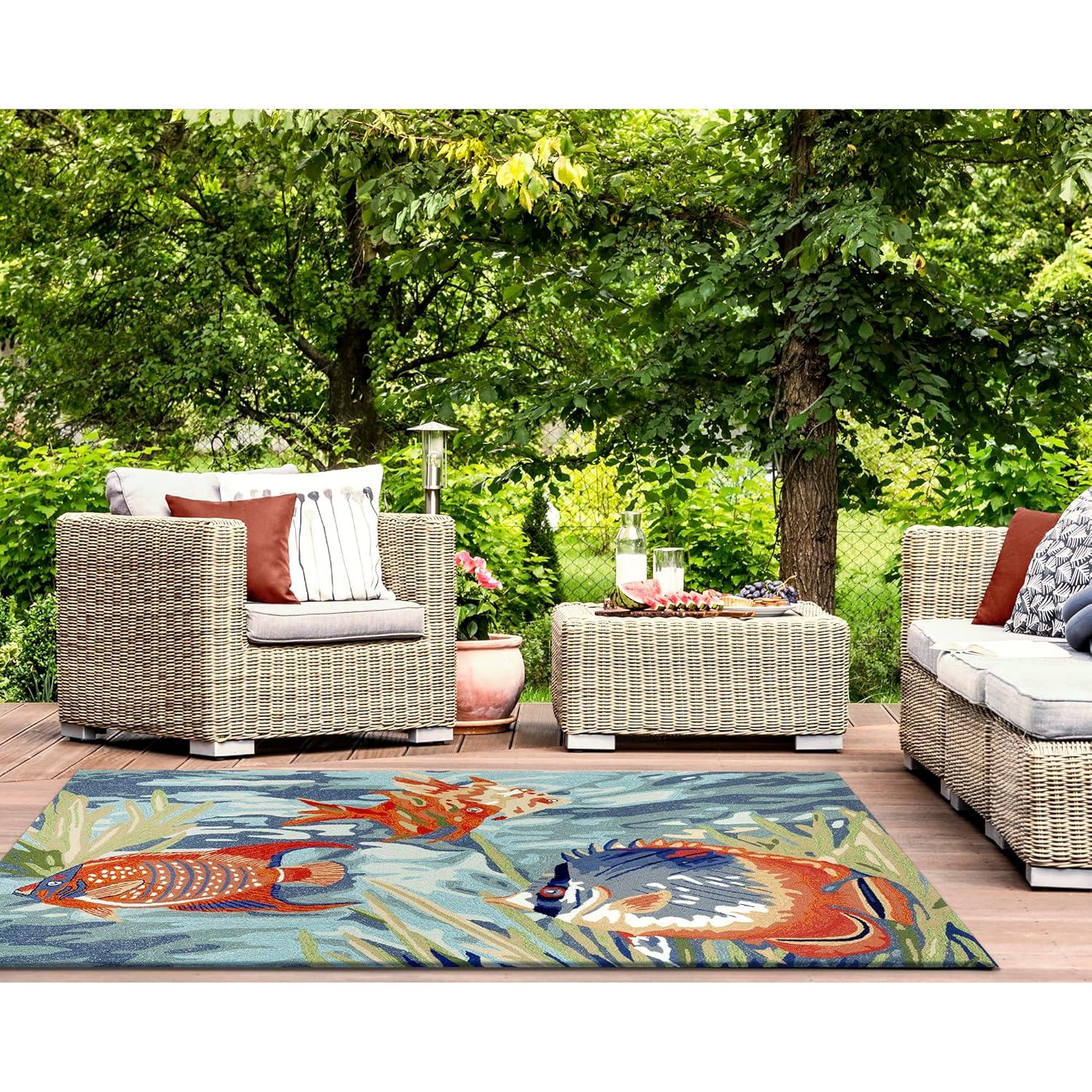 Liora Manne Ravella Tropical Fish Indoor/Outdoor Rug Ocean 8'3" x 11'6"
