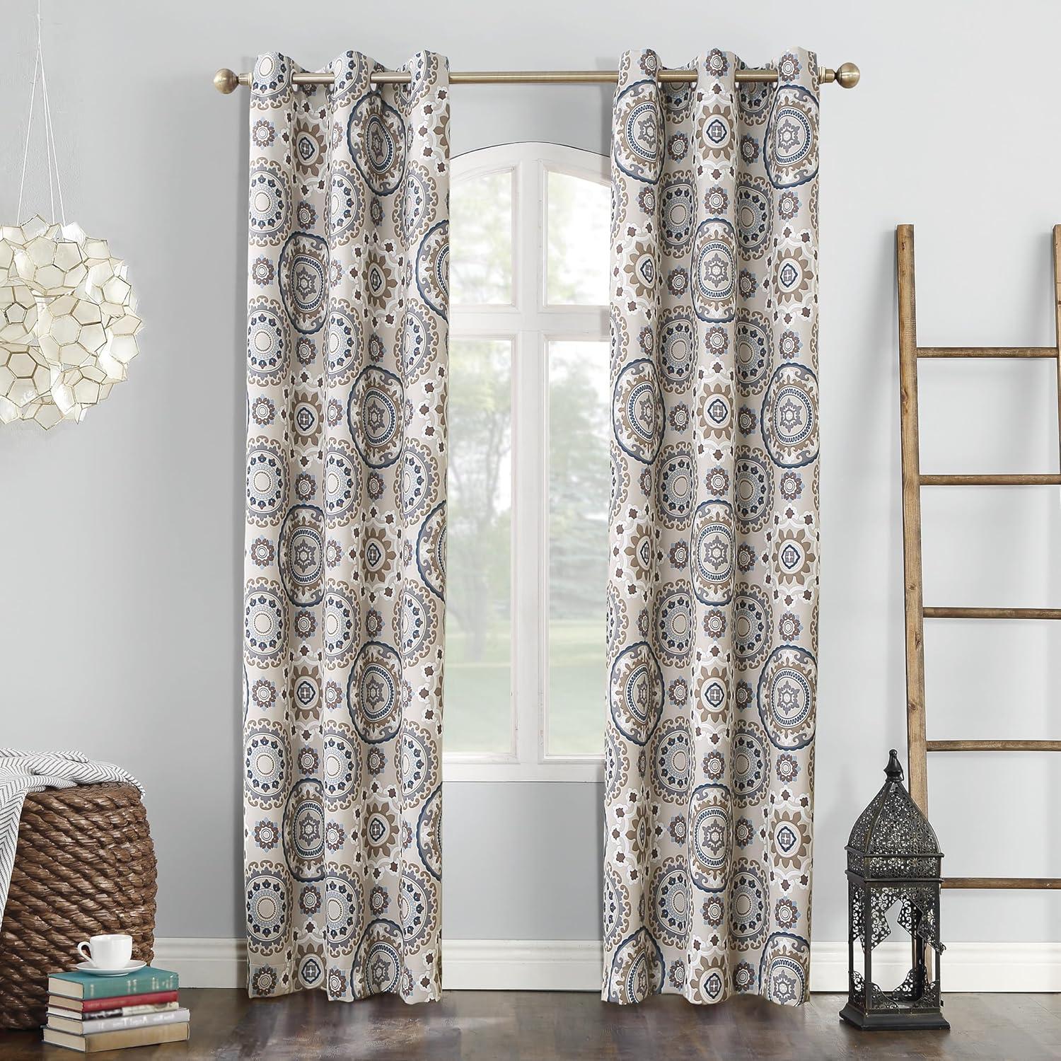 Sun Zero Sun Zero Nepal Global Medallion Print Blackout Grommet Curtain Panel
