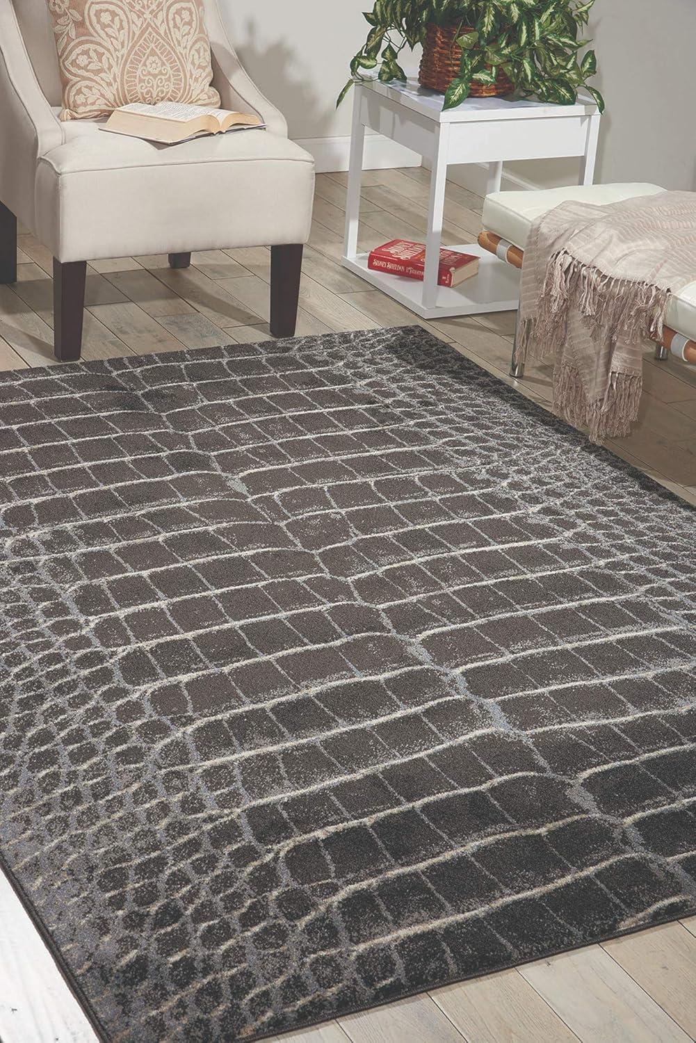 Nourison Maxell Animal Print Charcoal 5'3" x 7'3" Area Rug, (5x7)