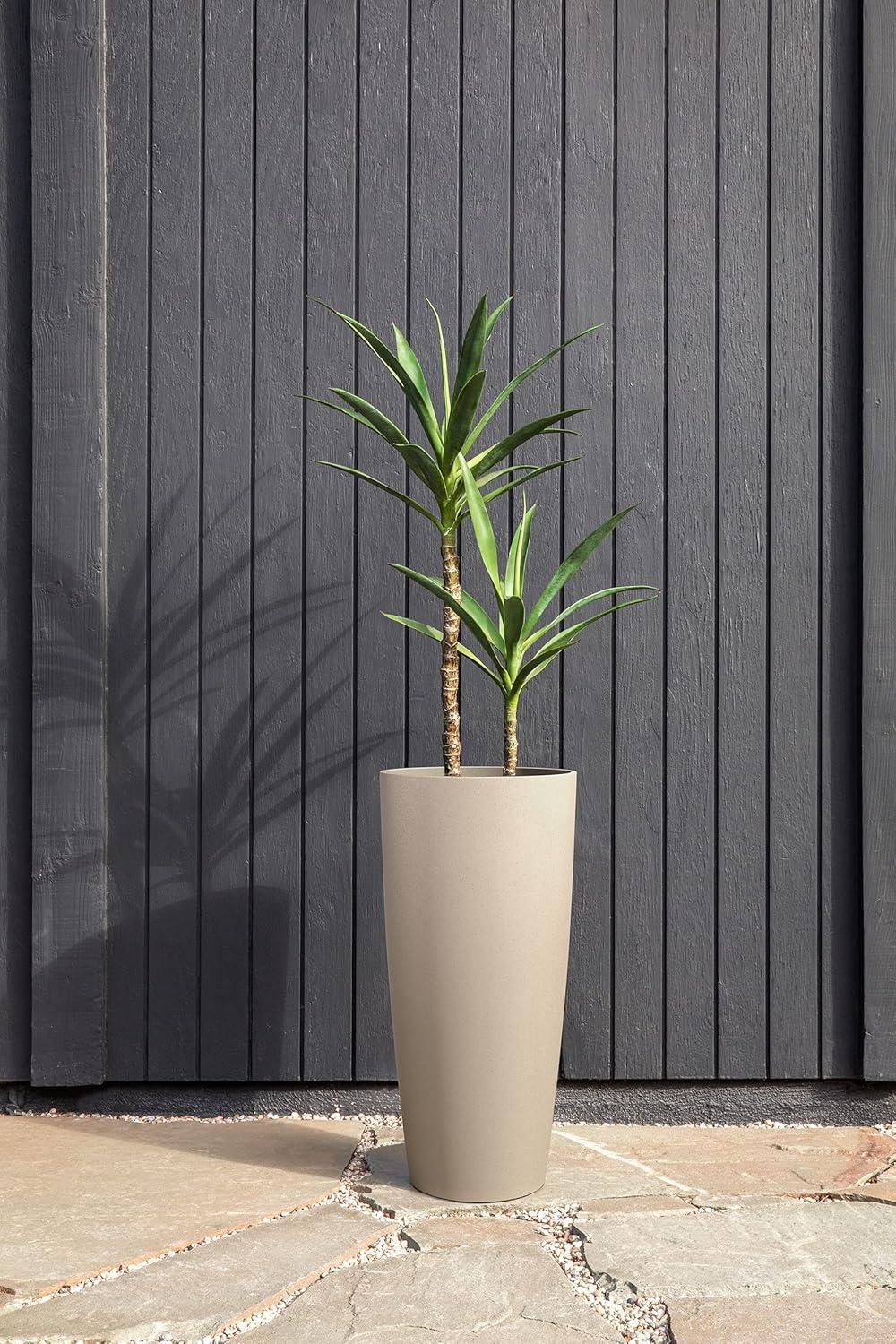 Veradek Mason Series Vega Planter - Round Tall Planter for Indoor or Outdoor Porch/Patio | Made from Plastic & Concrete with Drainage Holes | Modern Décor for, Flowers, Interior Plants
