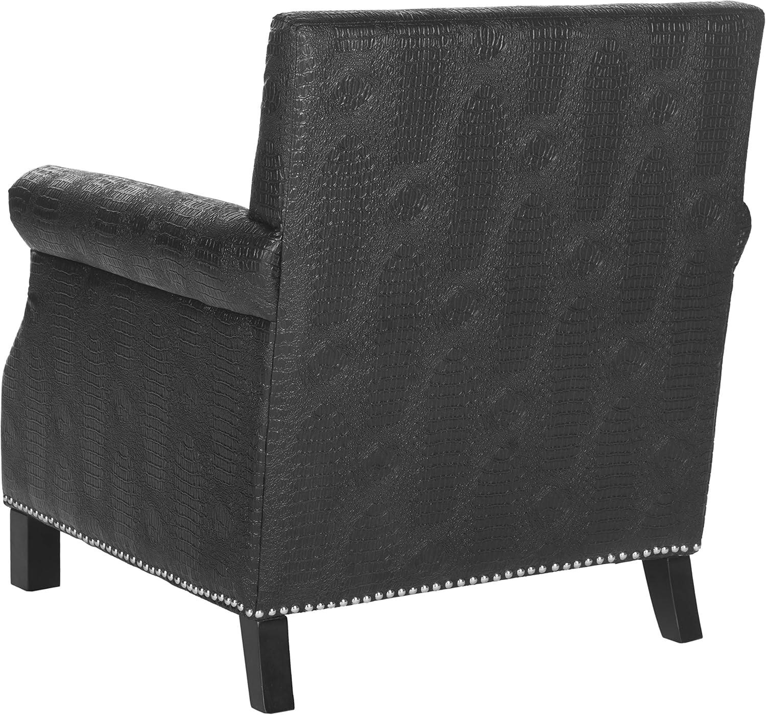 SAFAVIEH Easton Club Chair Silver Nail Head Black / Crocodile