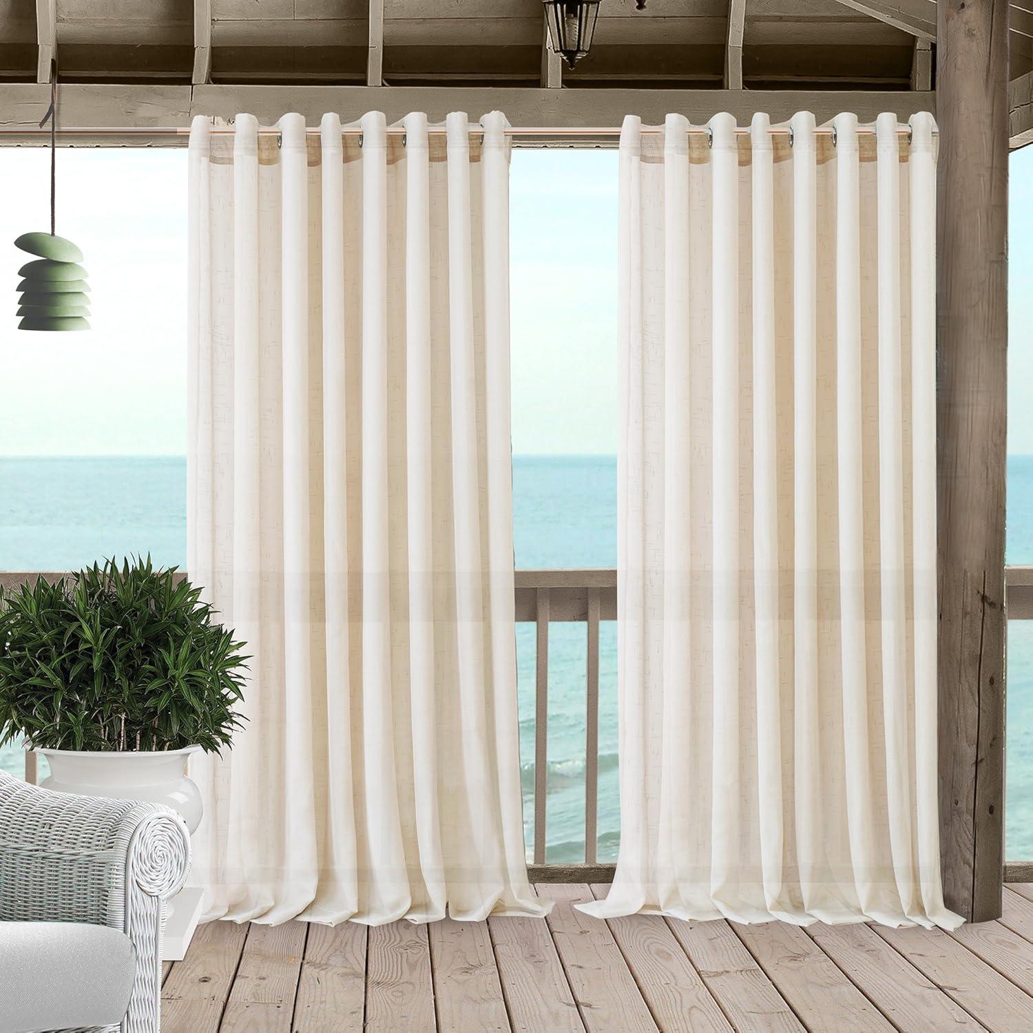 Elrene Carmen Sheer Extra Wide Indoor/Outdoor Single Window Curtain for Patio, Porch, Cabana, Pergola, Deck - Elrene Home Fashions