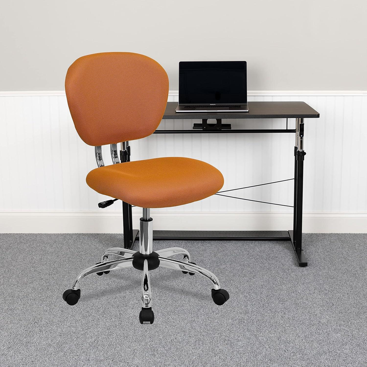 BizChair Mid-Back Orange Mesh Padded Swivel Task Office Chair with Chrome Base