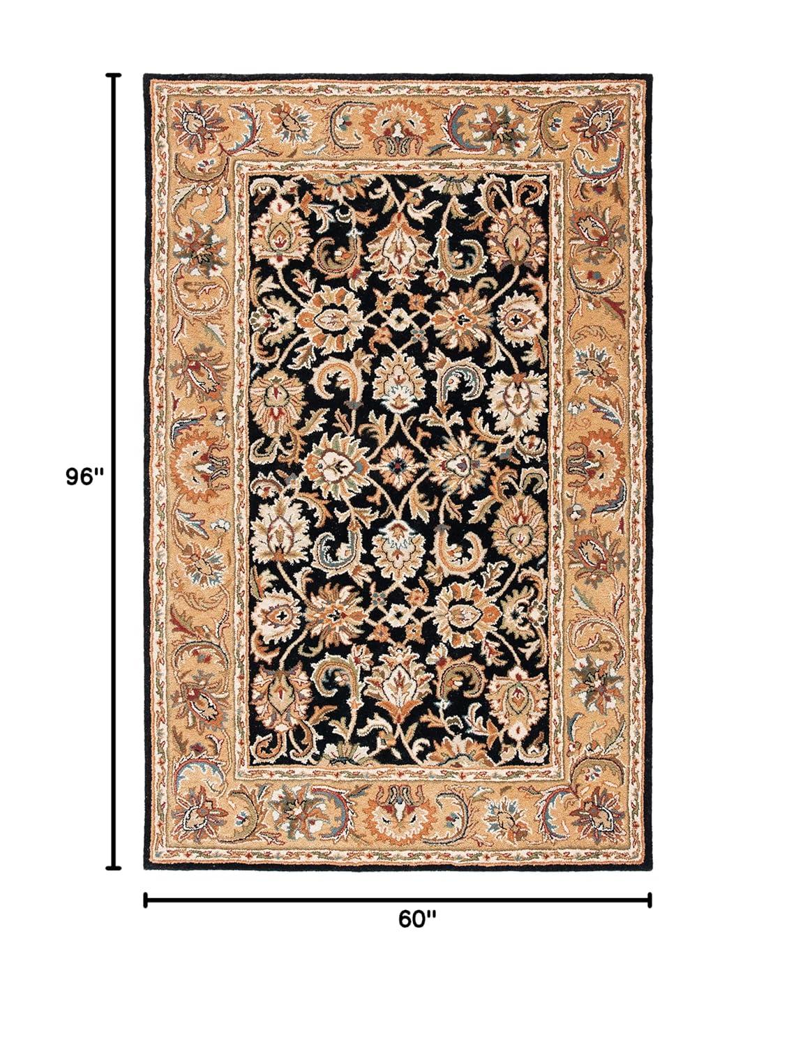 SAFAVIEH Classic Gloria Traditional Wool Area Rug, Black/Gold, 5' x 8'