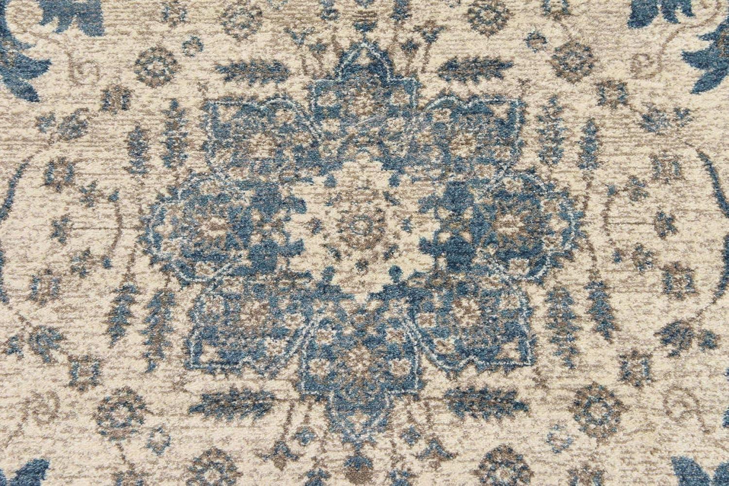 Salzburg Ivory and Gray Floral Square Indoor Rug, 5' x 5'