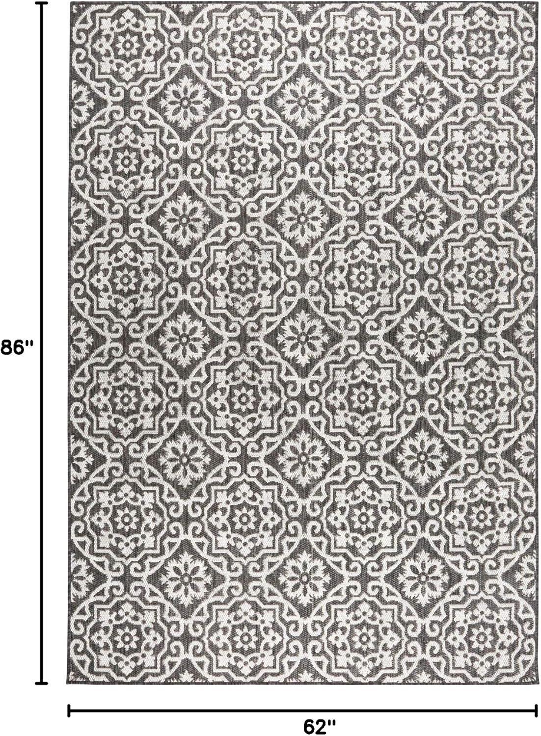 Nicole Miller New York Patio Country Danica Geometric Indoor/Outdoor Area Rug, Black/Grey