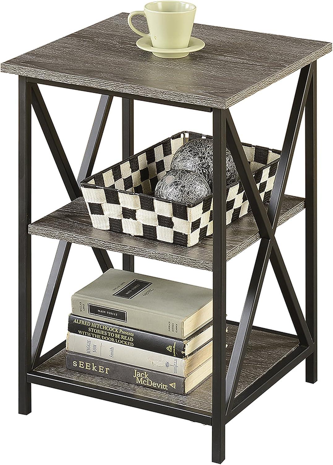 Tucson 3 Tier End Table, Weathered Gray