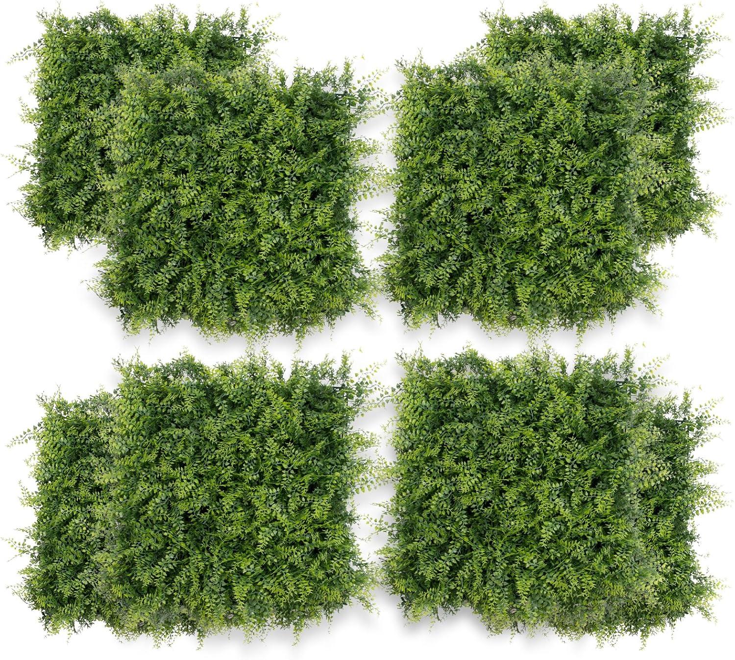 Ataucjin 12 Pcs 20" Grass Wall Panels Artificial Boxwood Hedge Panels Greenery Wall Backdrop Sun Proected Privacy Fence Screen Fake Faux Grass Wall Decoration For Outdoor Indoor Birthday Wedding