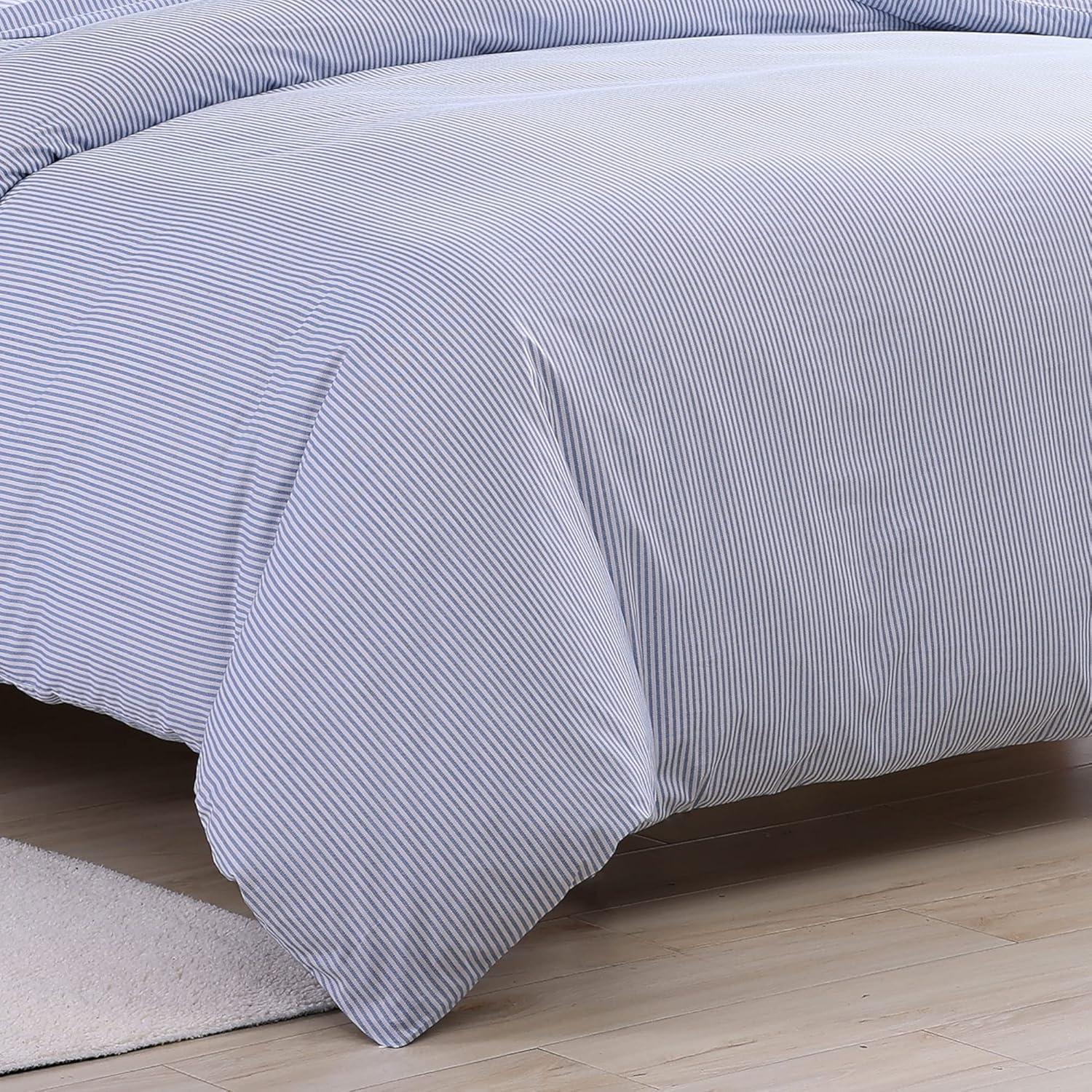 Blue 100% Cotton Reversible Duvet Cover Set