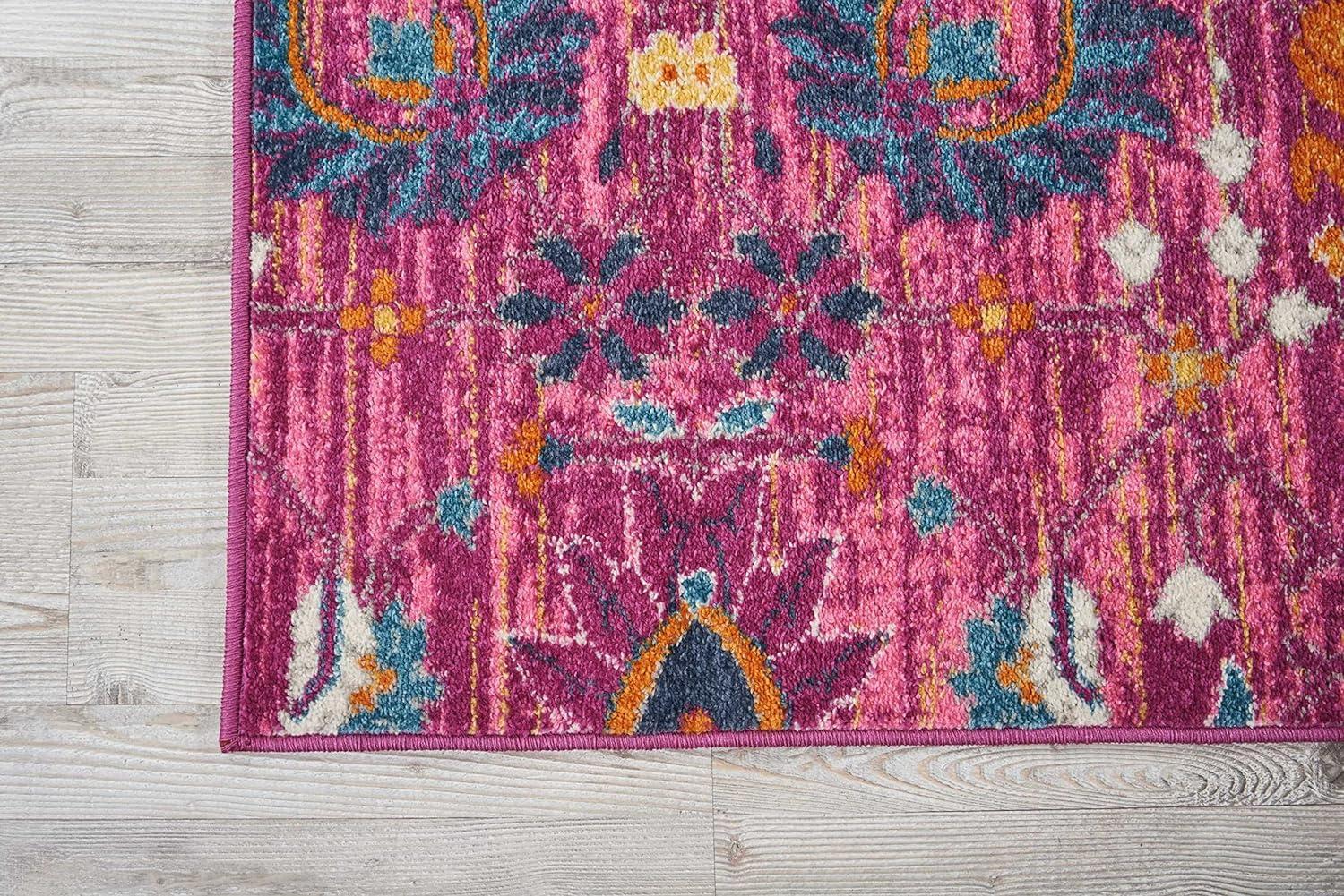 Fuchsia Floral Bliss Synthetic 8' x 10' Rectangular Area Rug