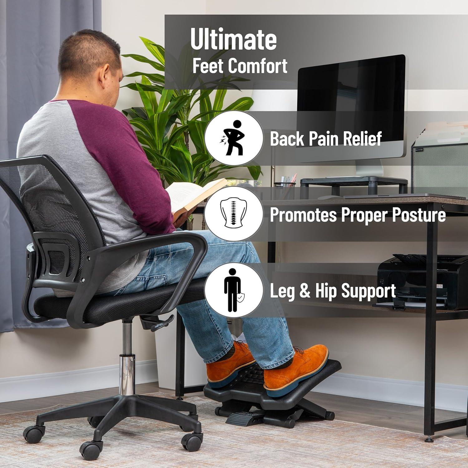 Mind Reader Mind Reader Foot Rest, Under Desk at Work, Ergonomic, Height Adjustable, Plastic, 18"L x 13"W x 6.75"H