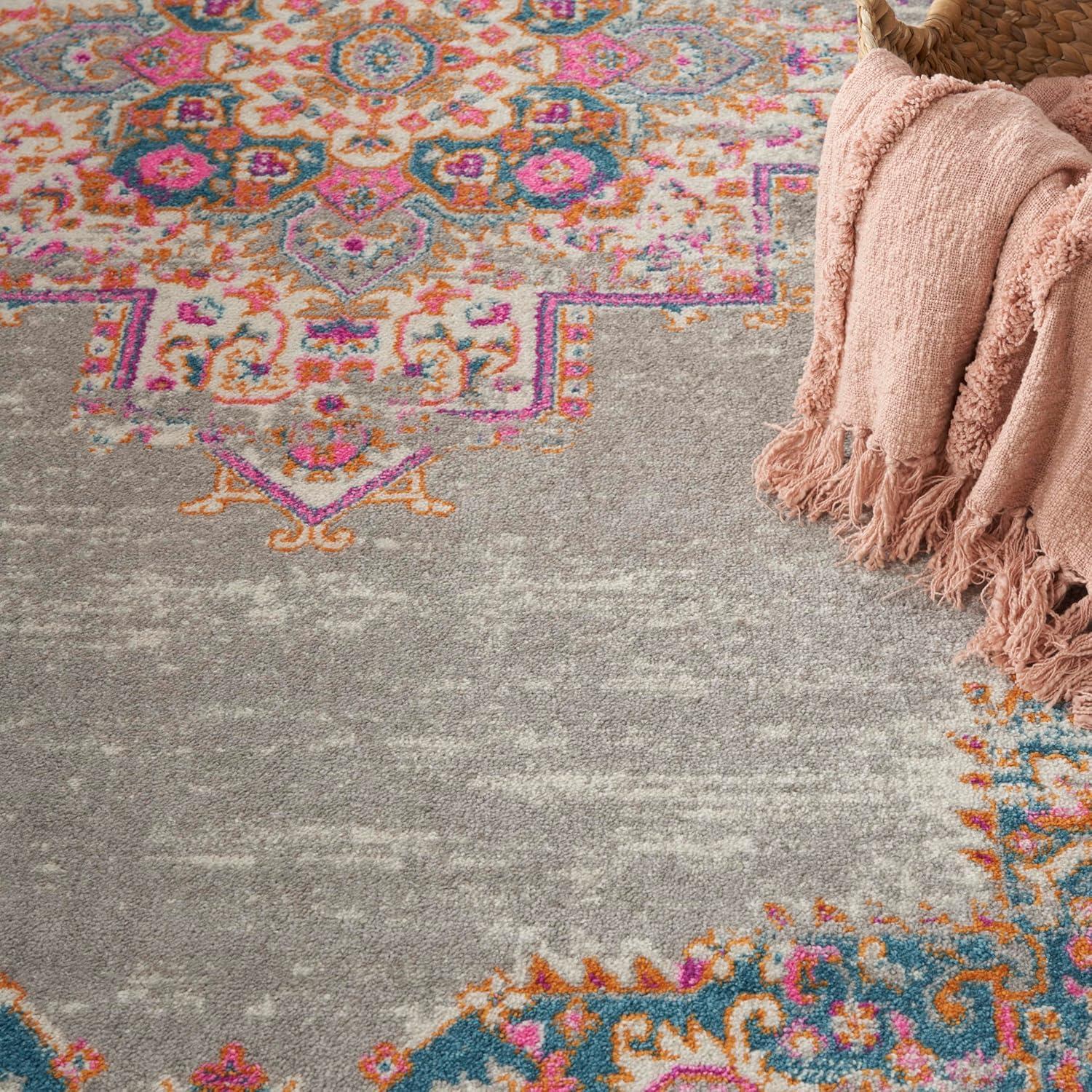 Nourison Passion Medallion Bohemian Indoor Rug Grey 8' x 10'