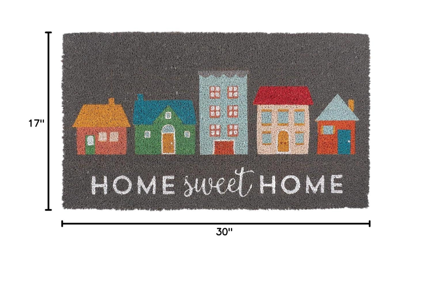 KAF Home Printed Coir Doormat with Non-Slip PVC Backing - 17 by 30 inches (Home Sweet Home)