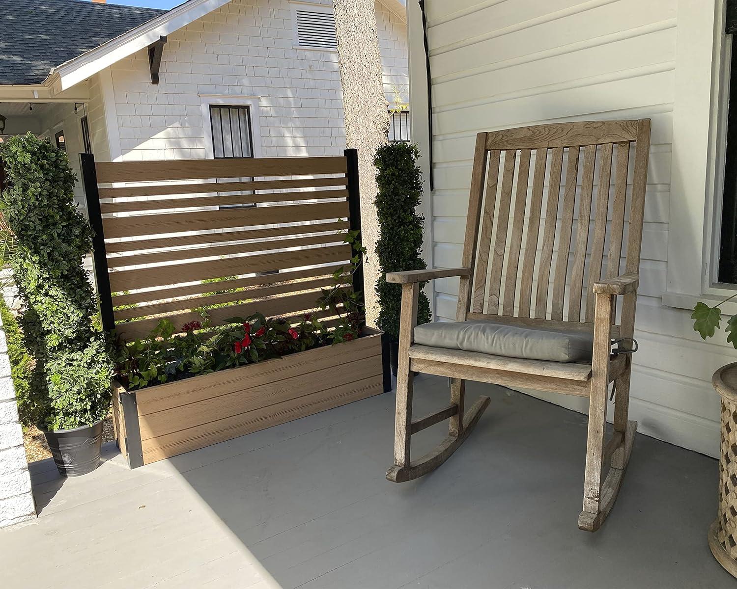 Cedar Freestanding Vinyl Privacy Screen with Planter Box