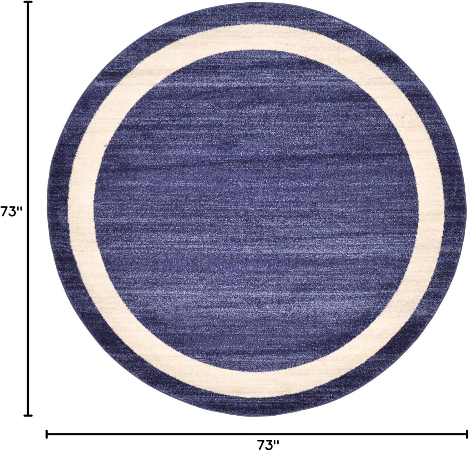 Navy Blue and Ivory Round Tufted Synthetic Area Rug