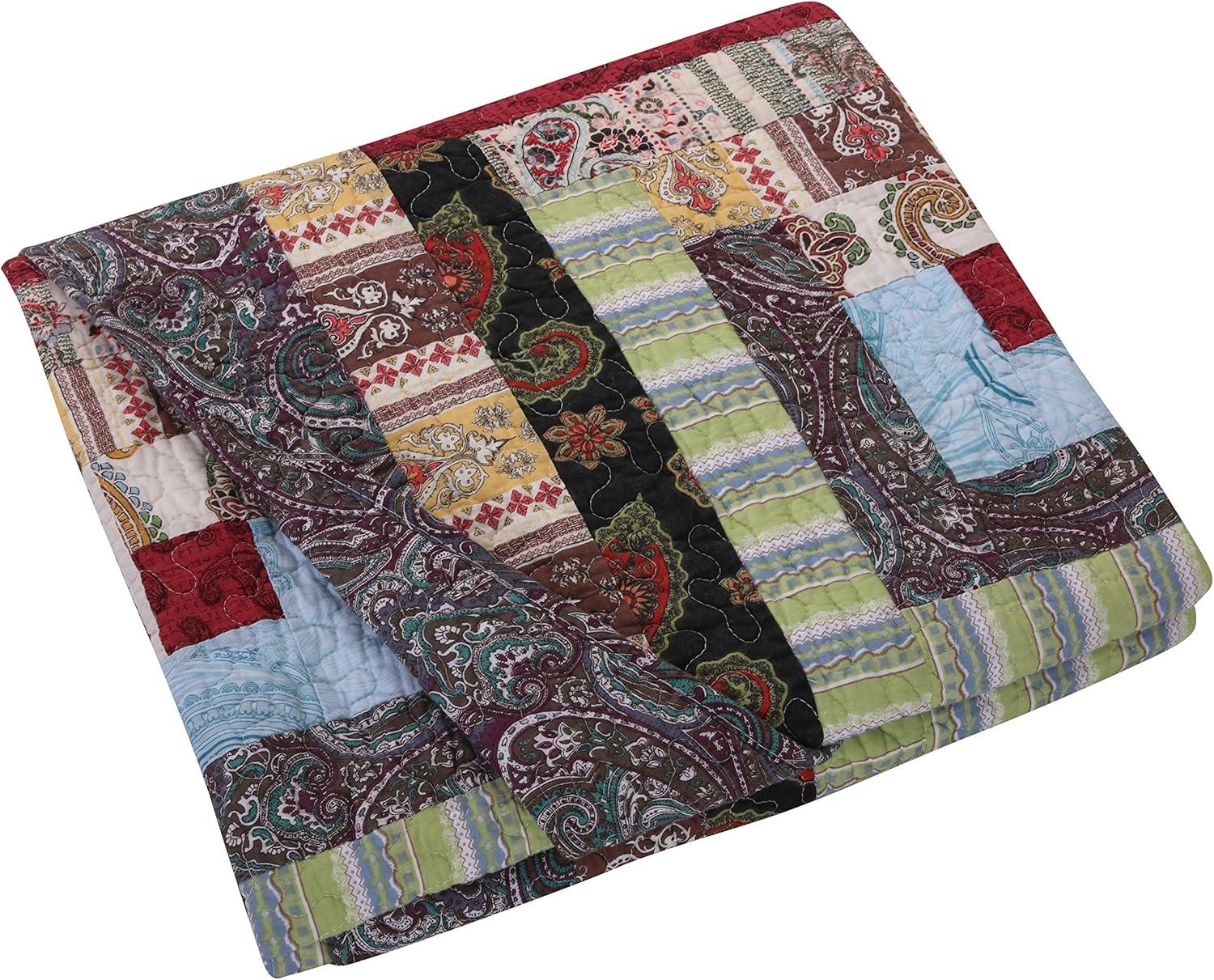 Colorado Lodge Log Cabin Patchwork Reversible Cotton Throw