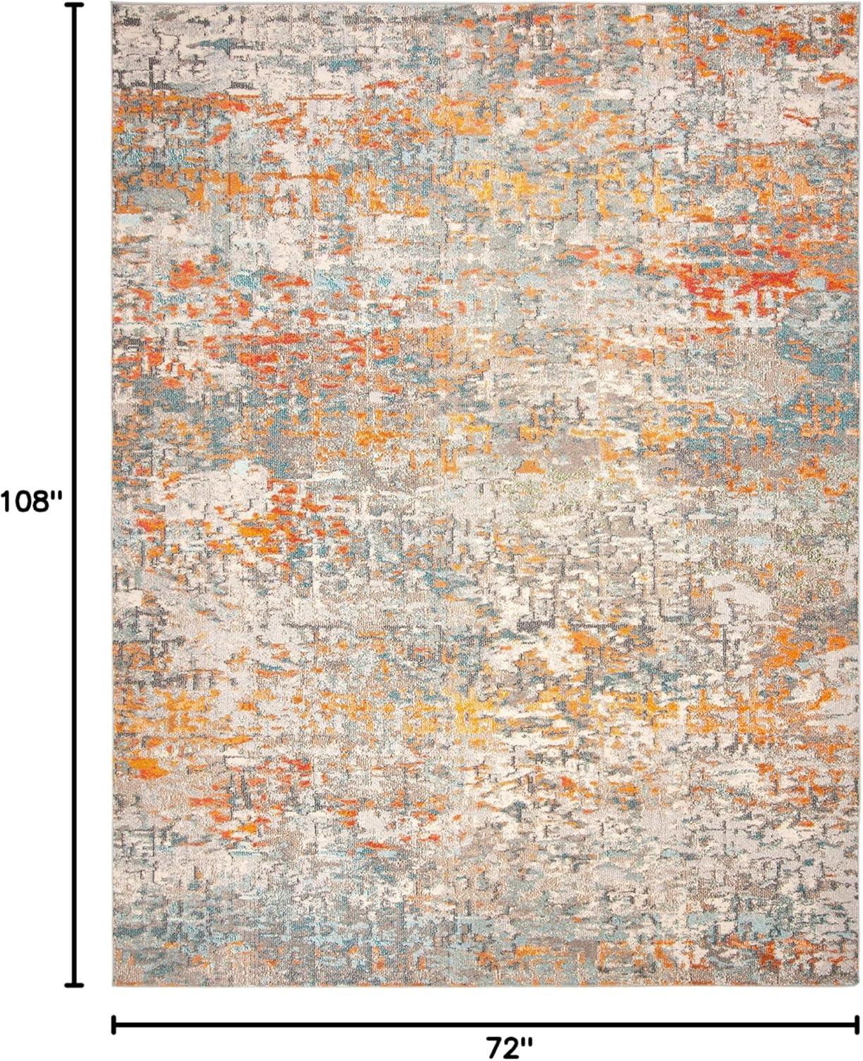 Madison Abstract Gray/Orange Area Rug