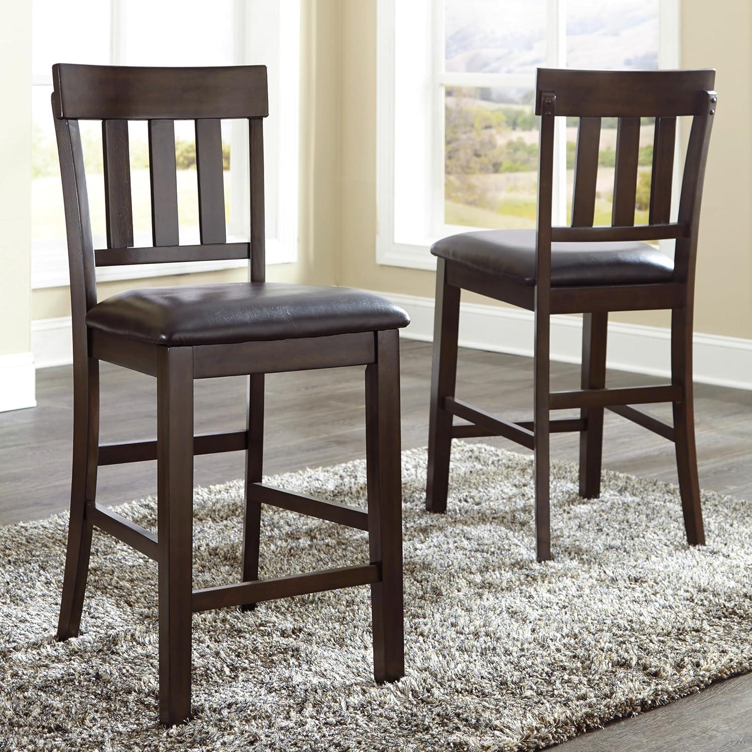 Signature Design by Ashley Haddigan Counter Height Upholstered Barstool, Set of 2, Dark Brown