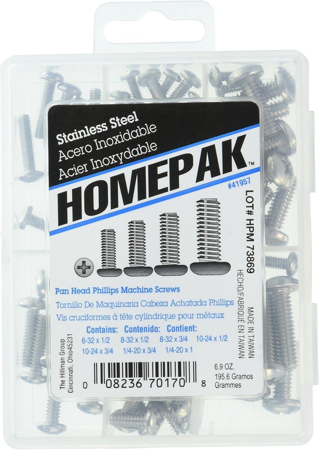 Homepak Assorted Phillips Pan Head Stainless Steel Machine Screw Kit