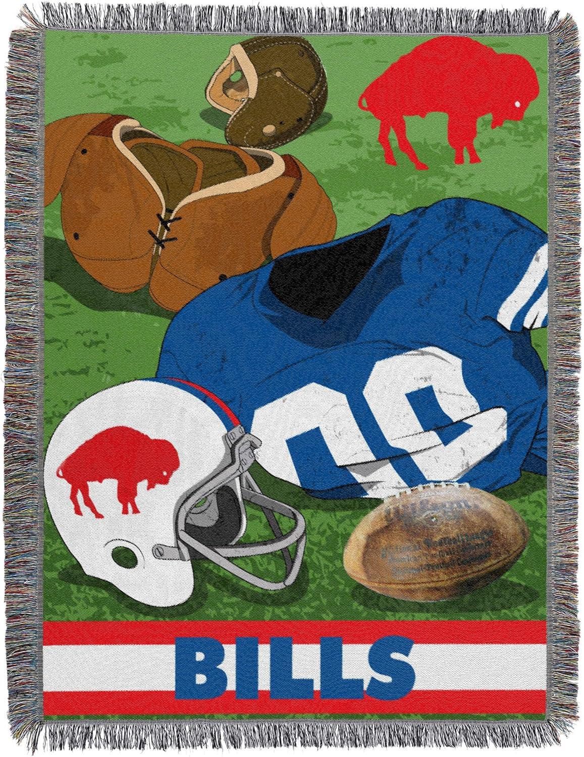 Northwest NFL Buffalo Bills Throw Blanket, Vintage Football Fan Decor, 48x60 Inches