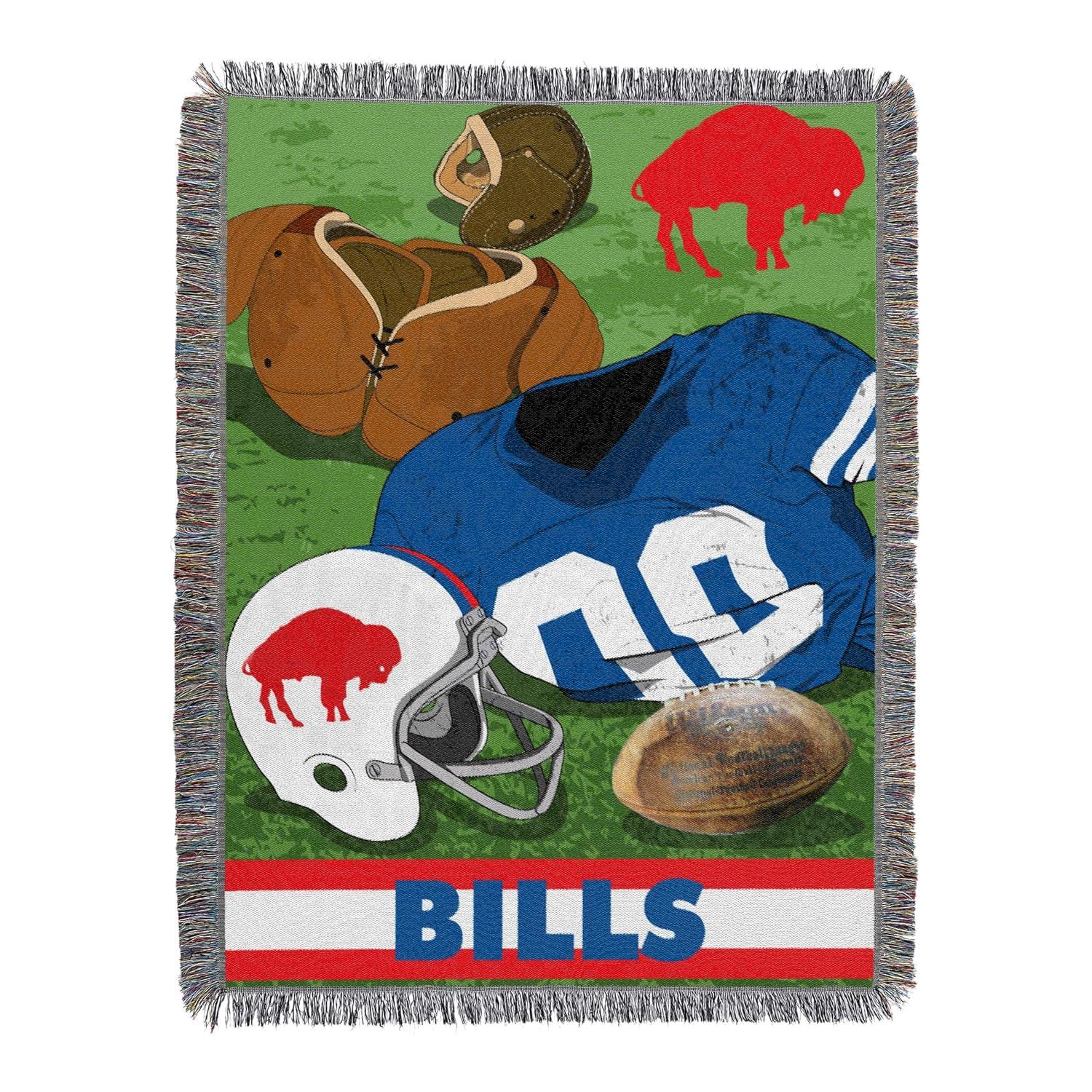Northwest NFL Buffalo Bills Throw Blanket, Vintage Football Fan Decor, 48x60 Inches