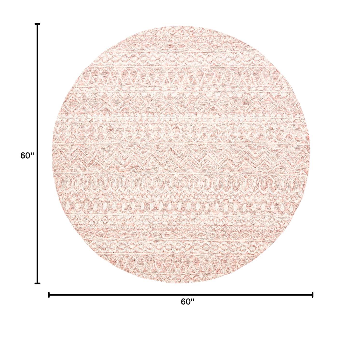 Micro-Loop MLP502 Hand Tufted Indoor Area Rug - Pink/Ivory - 5' Round - Safavieh