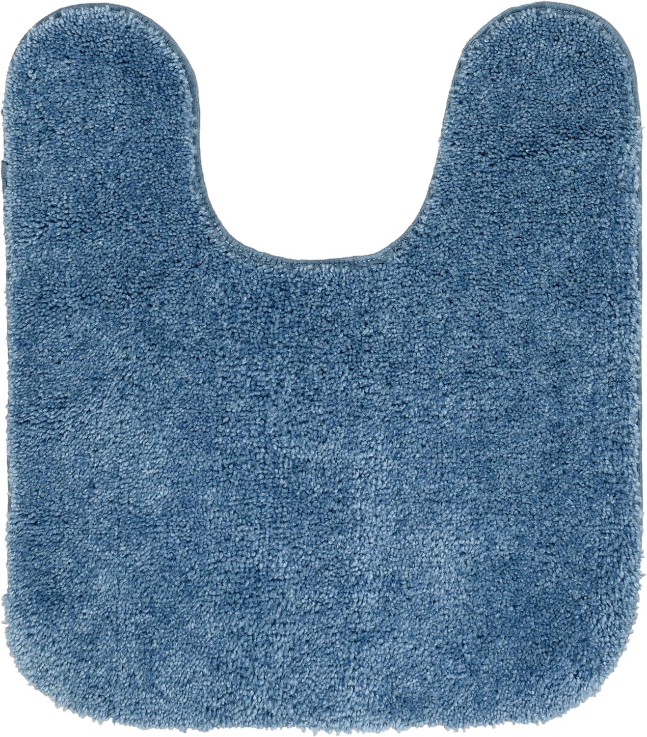 4pc Traditional Nylon Washable Bathroom Rug Set Basin Blue - Garland Rug: Includes Lid & Contour Cover, Machine Made