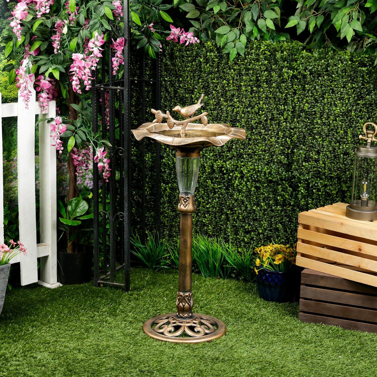 Alpine 41"H Solar Birdbath with Birds and LED Light for Garden