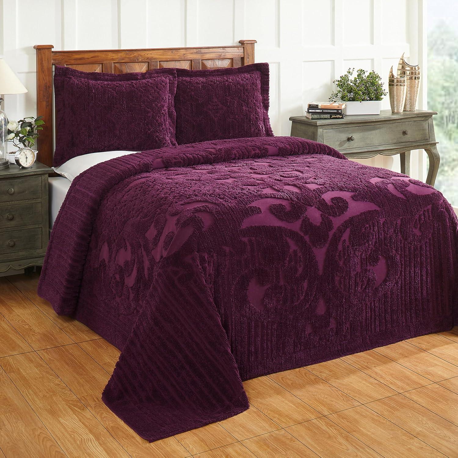 Ashton 100% Cotton Traditional Tufted Medallion Pattern Coverlet/Bedspread