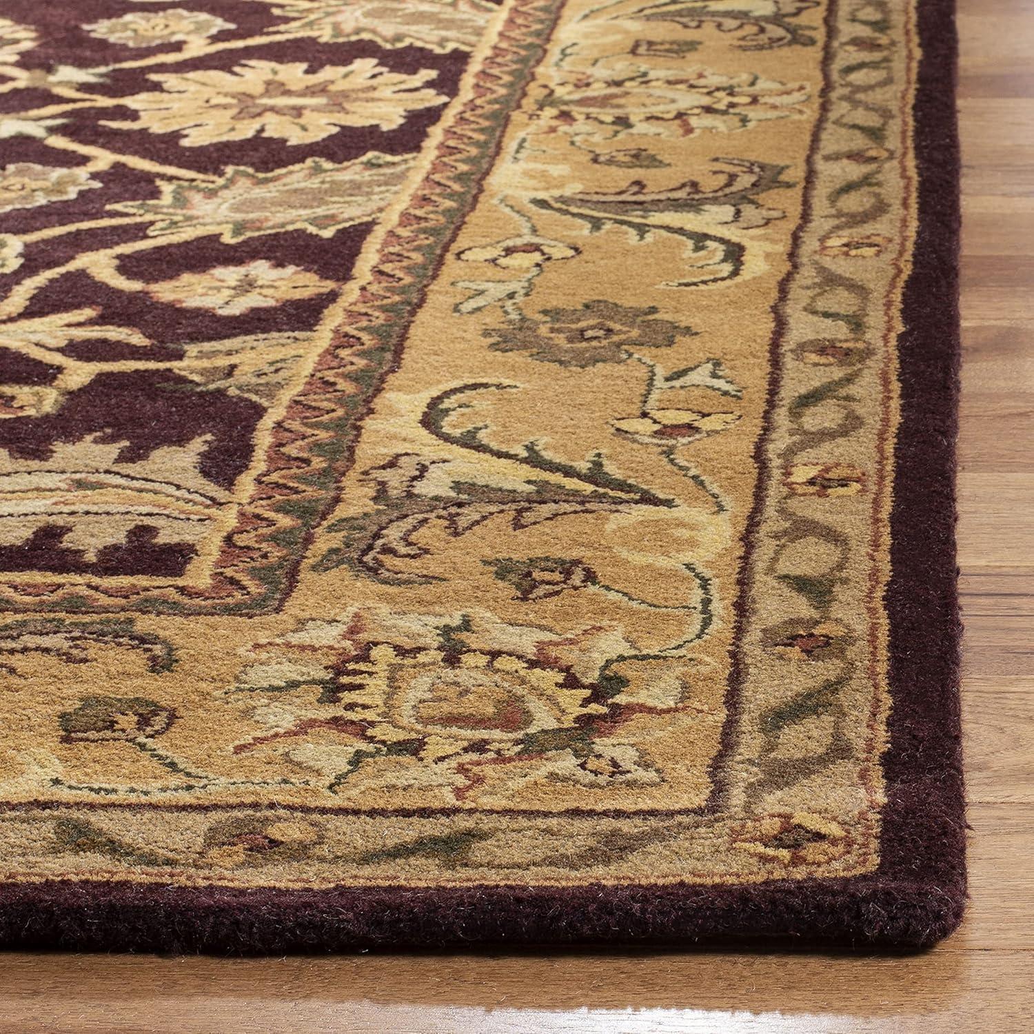 SAFAVIEH Classic Karolina Floral Bordered Wool Area Rug, Dark Plum/Gold, 9'6" x 13'6"