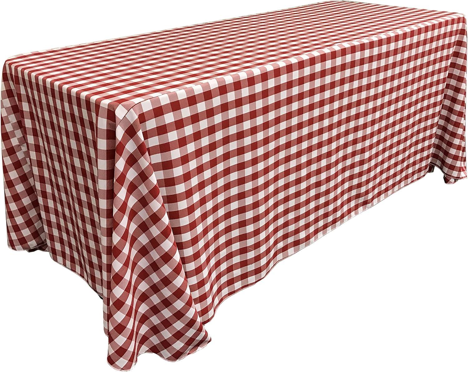 Red and White Gingham Checkered Rectangular Tablecloth 90”x132”