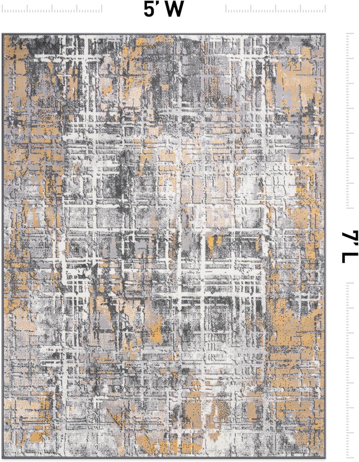 World Rug Gallery Distressed Abstract Stain Resistant Soft Area Rug