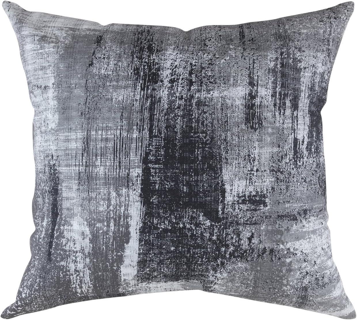 TreeWool (Pack of 2) Brush Art Accent Decorative Square Cotton Throw Pillow Covers (22 x 22 inches, Navy Blue)