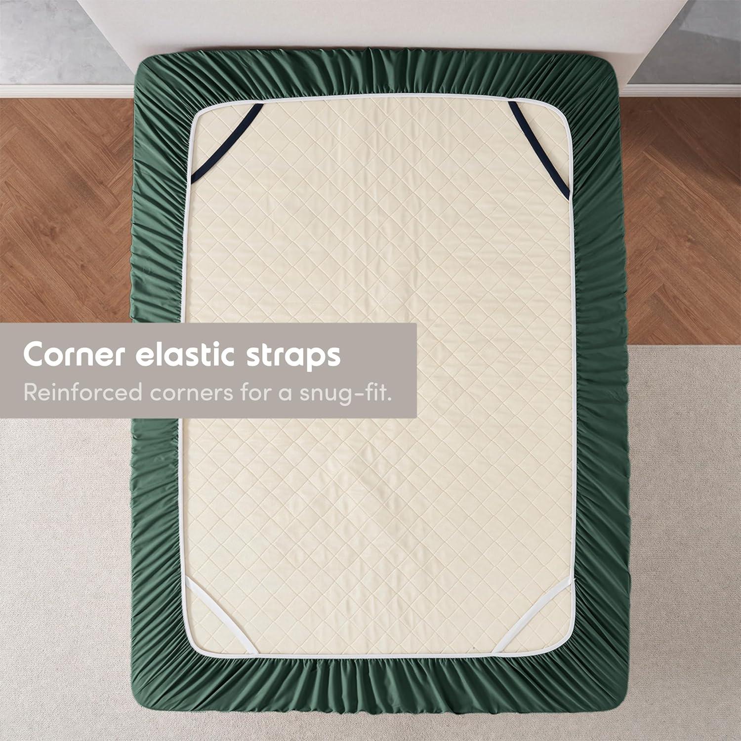 Nestl Fitted Sheet Cal King Size, Extra Deep Pocket Fitted Sheet Only, Ultra Soft Microfiber Fitted Bed Sheet Fits up to 24" Mattress - Hunter Green