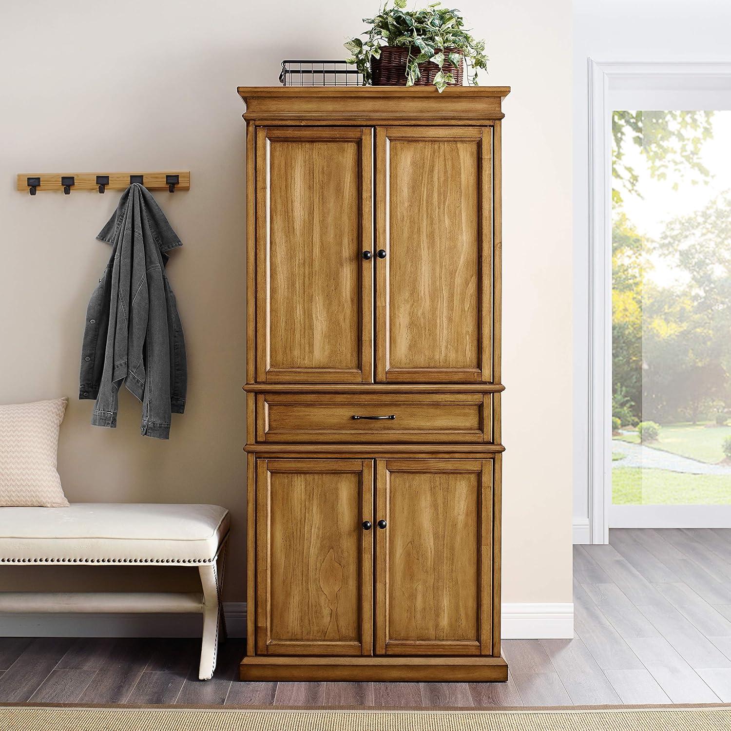 Parsons Pantry Storage Wood/Mahogany - Crosley: Adjustable Shelving, Drawer, Traditional Style