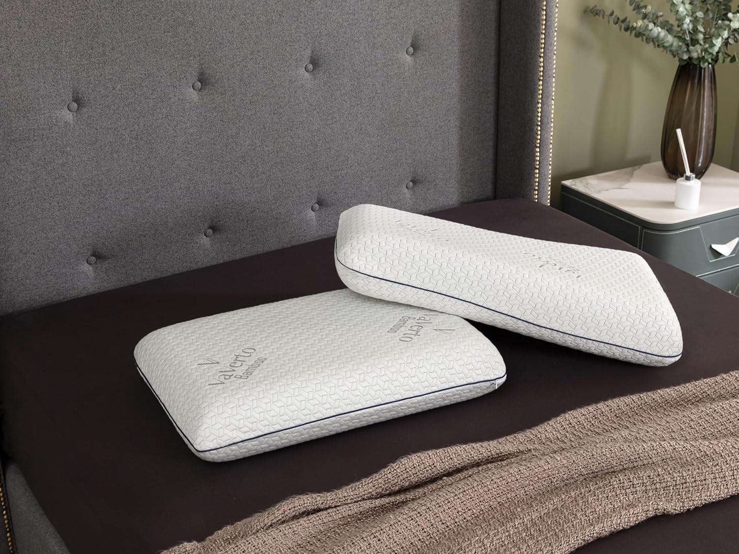 Vaverto Gel Memory Foam Pillow -Standard Size - Ventilated, Premium Bed Pillows with Washable and Bamboo Pillow Cover, Cooling, Orthopedic Sleeping, Side and Back Sleepers - 2 Pack