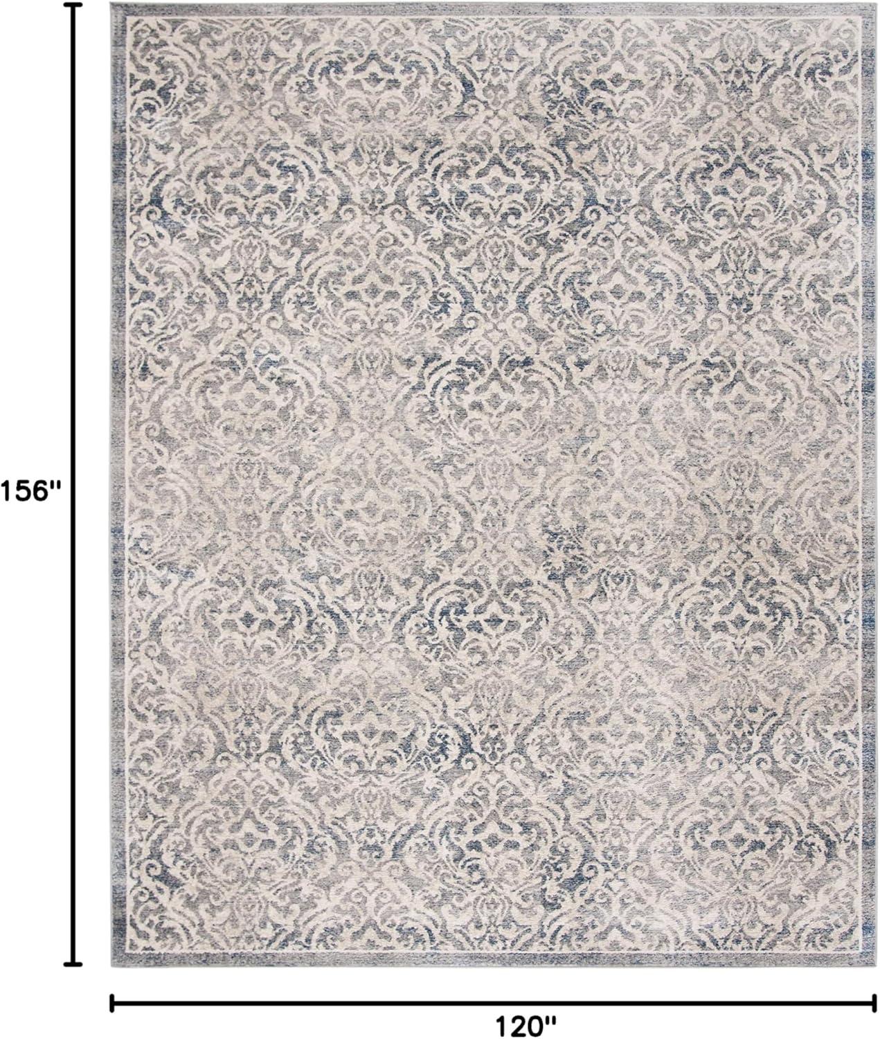 SAFAVIEH Brentwood Dilara Damask Area Rug, 10' x 13', Light Grey/Blue