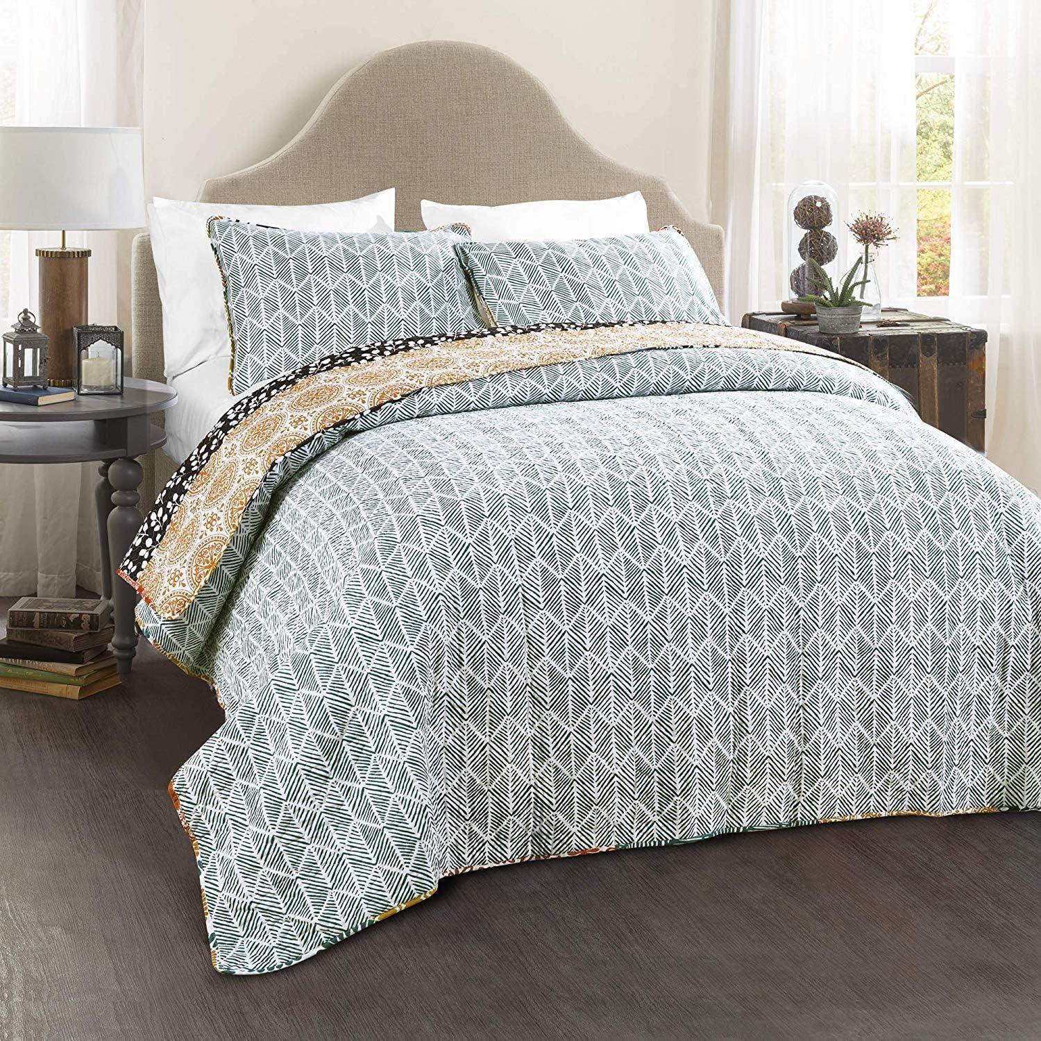 Bohemian 100% Cotton Reversible 3-Piece Quilt Set