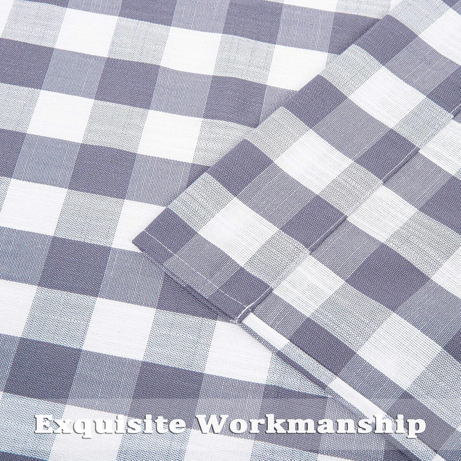 Buffalo Textured Window Curtain Panels Plaid Window Treatment Drapes Grommet Top for Living Room Bedroom Kitchen, Gray/White, 37"x95", 2 panels